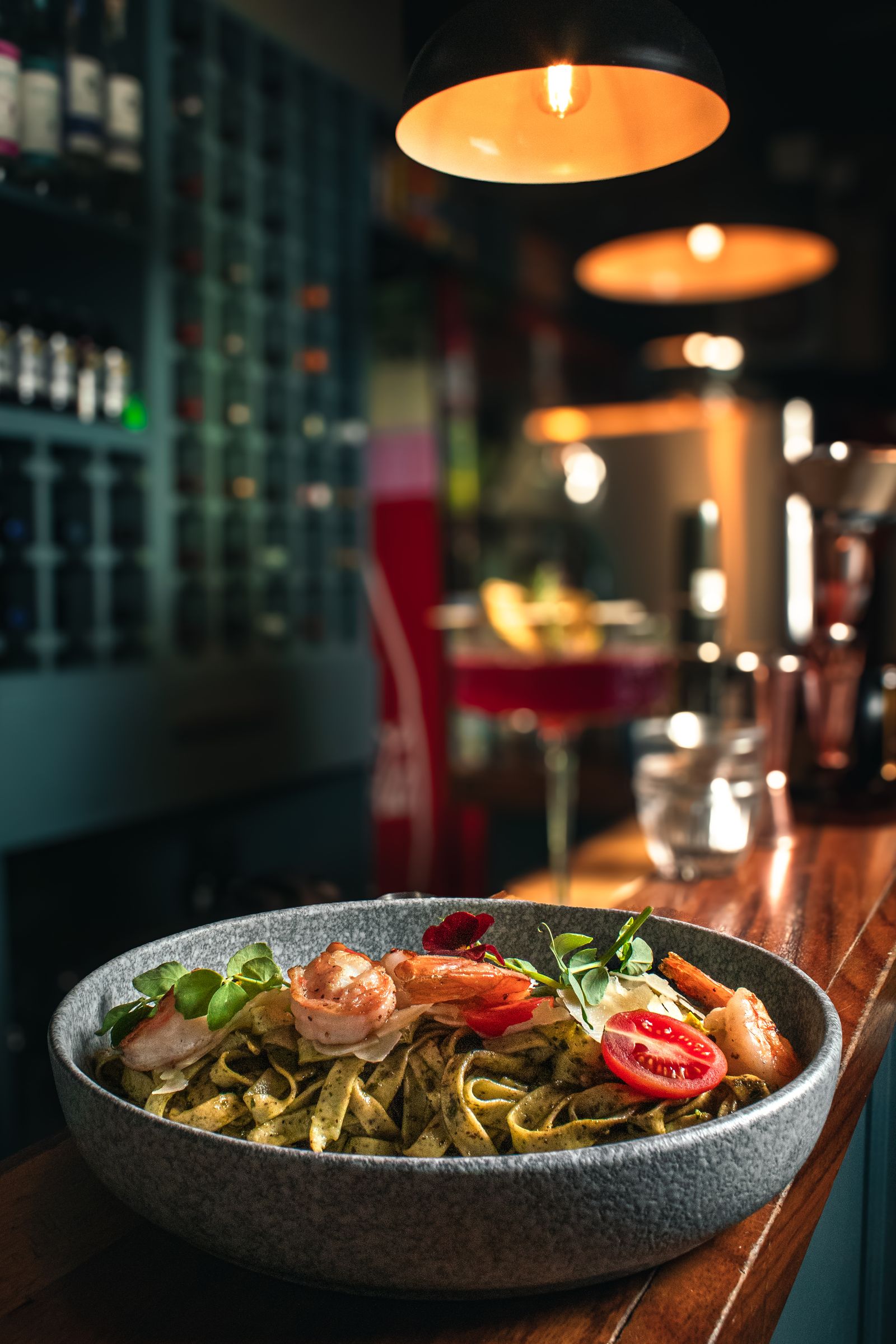 Piatto di pasta al pesto